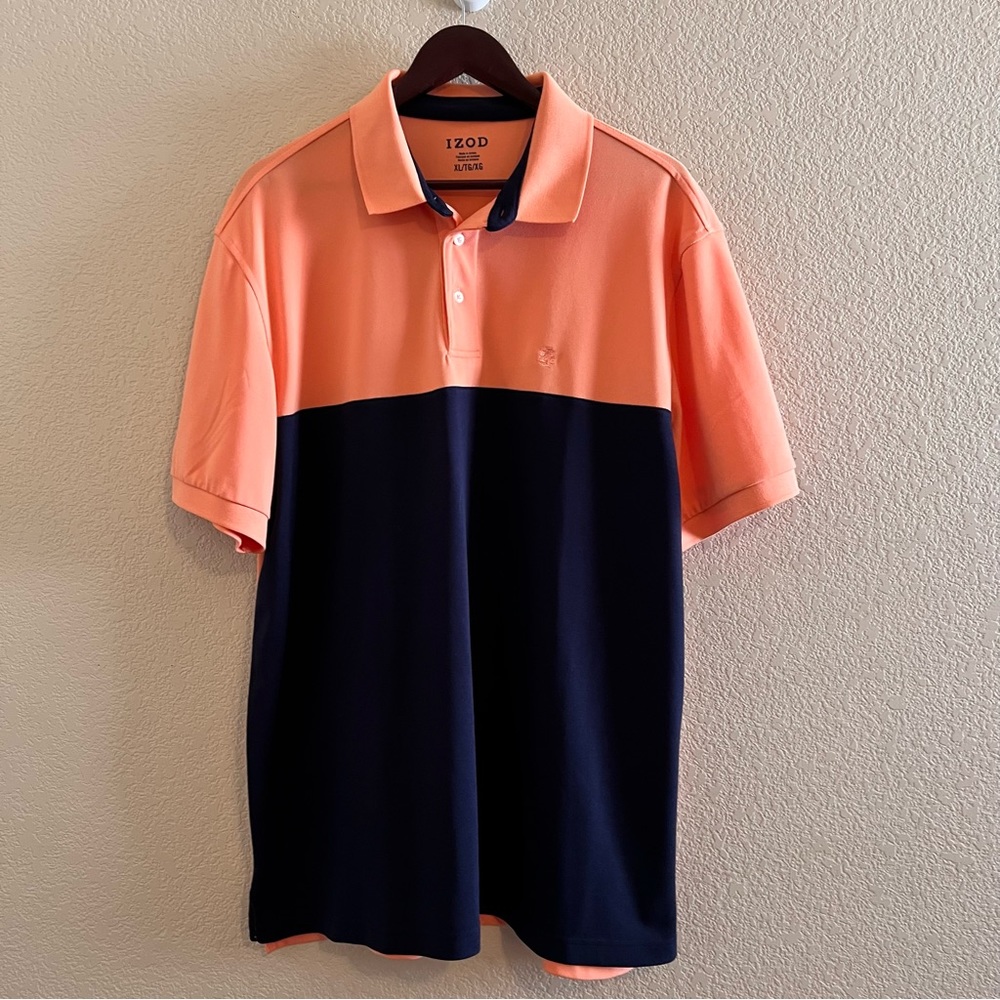 IZOD Peach and Navy Blue Polo Size XL